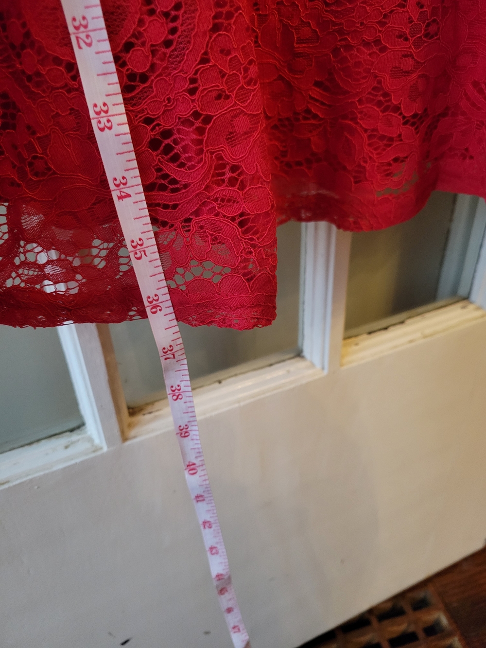 Francesca's Collections Red Lace Mini Dress with Spaghetti Straps Medium - Picture 14 of 15